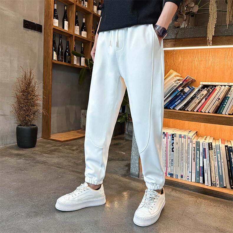 社会精神小伙裤子男秋潮牌ins运动束脚九分裤K8595-P45控78,男装休闲裤,星座210-3