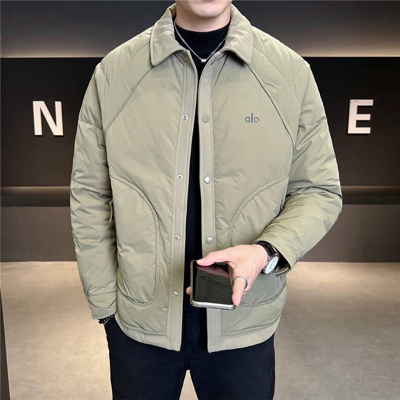 M-4XLB3539829P185绿色2025翻领衬衫款轻薄冬季男羽绒服外套,男装衬衫,电商B353