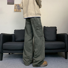 工装裤男士春夏直筒宽松百搭休闲裤美式高街阔腿裤子男C11277-p58，男装休闲裤，星座1008