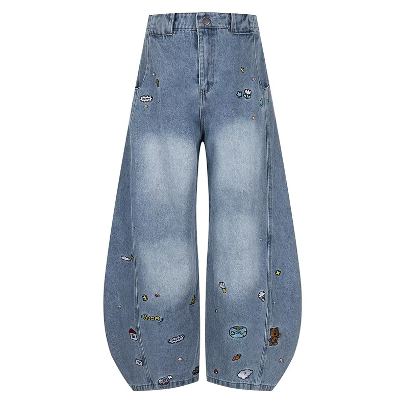 亮闪闪重工烫钻亮丝休闲裤女夏季薄款冰丝肌理感遛弯高腰阔腿长裤,男装休闲裤,星座506A