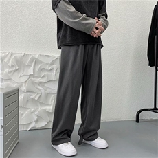 高街夏季拖地裤垂感西装裤男直筒宽松前开叉阔腿裤子K1267-P30，男装牛仔裤，星座512-2