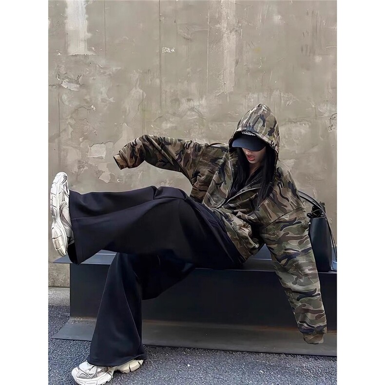现货美式复古迷彩连帽卫衣开衫W80/P52,男装卫衣,星座205-3