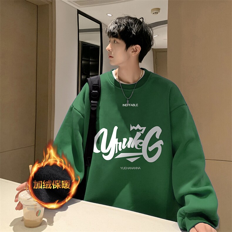 抖音供货、复合重磅加绒现货圆领卫衣宽松D223A-JR-YL2366特P33,男装卫衣,电商019-1