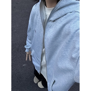 美式潮牌高街连帽开衫卫衣男女春秋季宽松休闲情侣小众全拉链外套图片