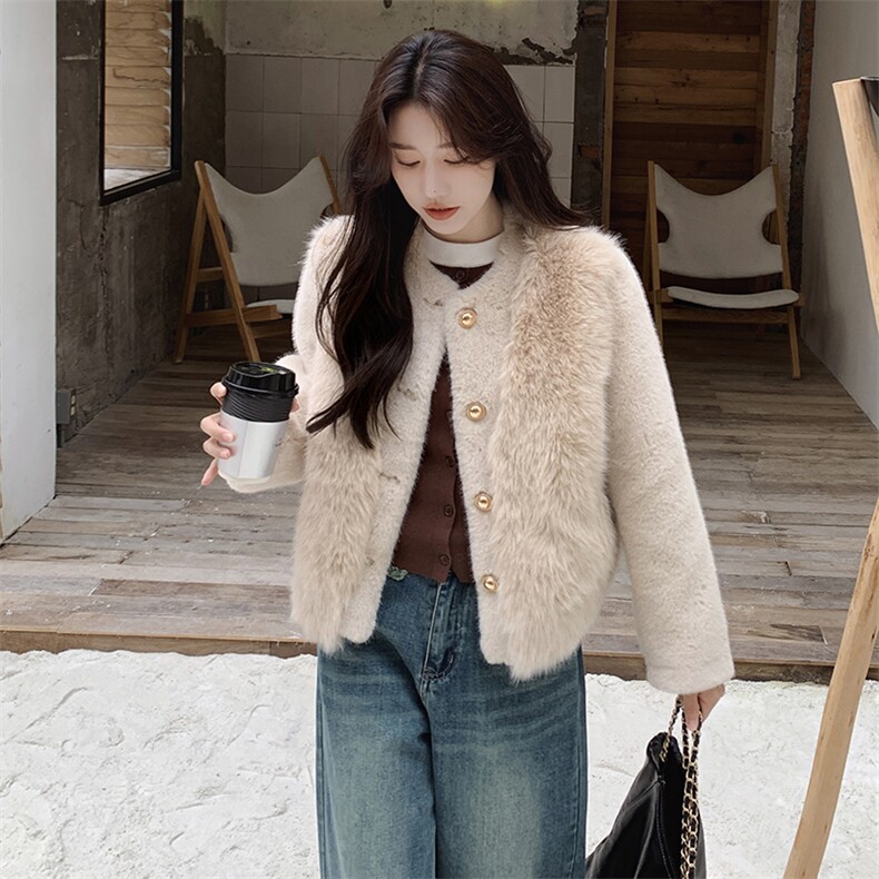 现货2025新款仿皮草外套气质毛绒女外套2C212-G12-P175-K258,女装短外套,2C212