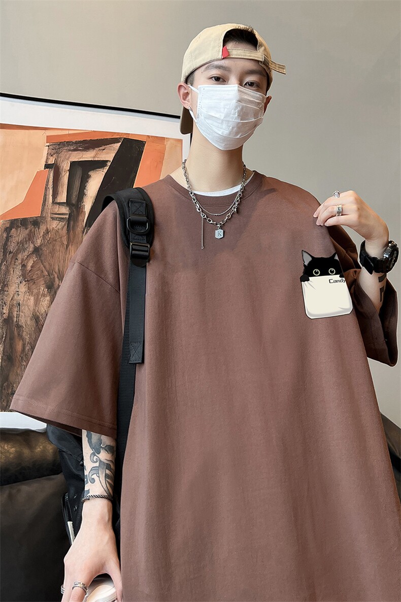 量大优可提供视频2024夏季新美式短袖T恤D223A-T24125-P18,男装T恤,电商019-1