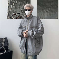 秋款男夹克衫工装拉链字母印花宽松牛津休闲外套JK650P65，男装夹克，星座1013-1