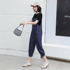 短袖牛仔背带裤套装女2023夏季新款女装韩版时尚休闲两件套套裤潮，女装套装/套裙，慧尚依恋