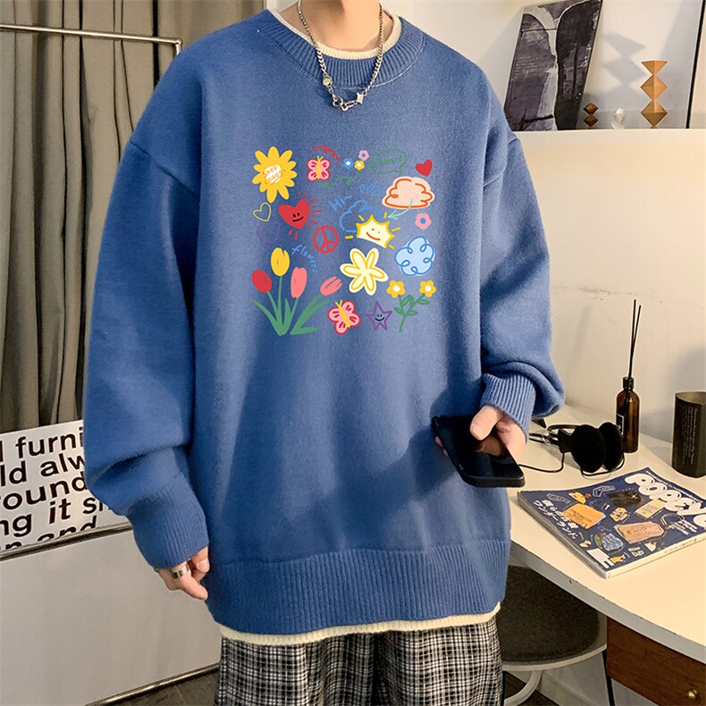 控78假两件毛衣男大码加绒针织衫男毛线衣M80319-P55加绒P70,男装针织衫/毛衣,电商A040