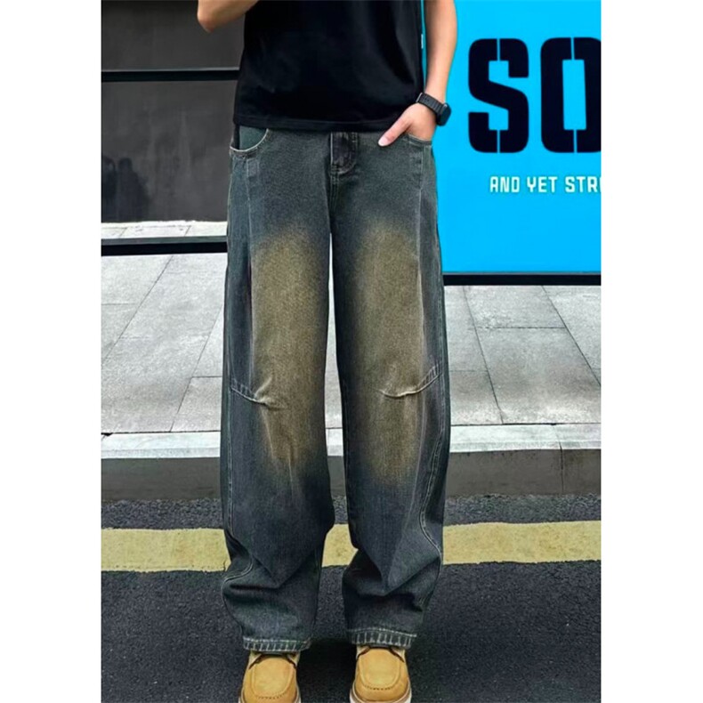 宽松直筒美式水洗牛仔裤男士时尚休闲长裤男装阔腿弯刀裤 N922图片