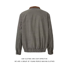2025秋冬新款撞色格子夹克外套男士宽松垫肩拉链上衣W6830-P83，男装夹克，星座412-3