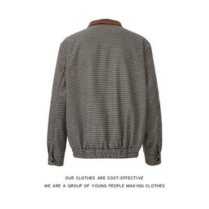 2025秋冬新款撞色格子夹克外套男士宽松垫肩拉链上衣W6830-P83图片