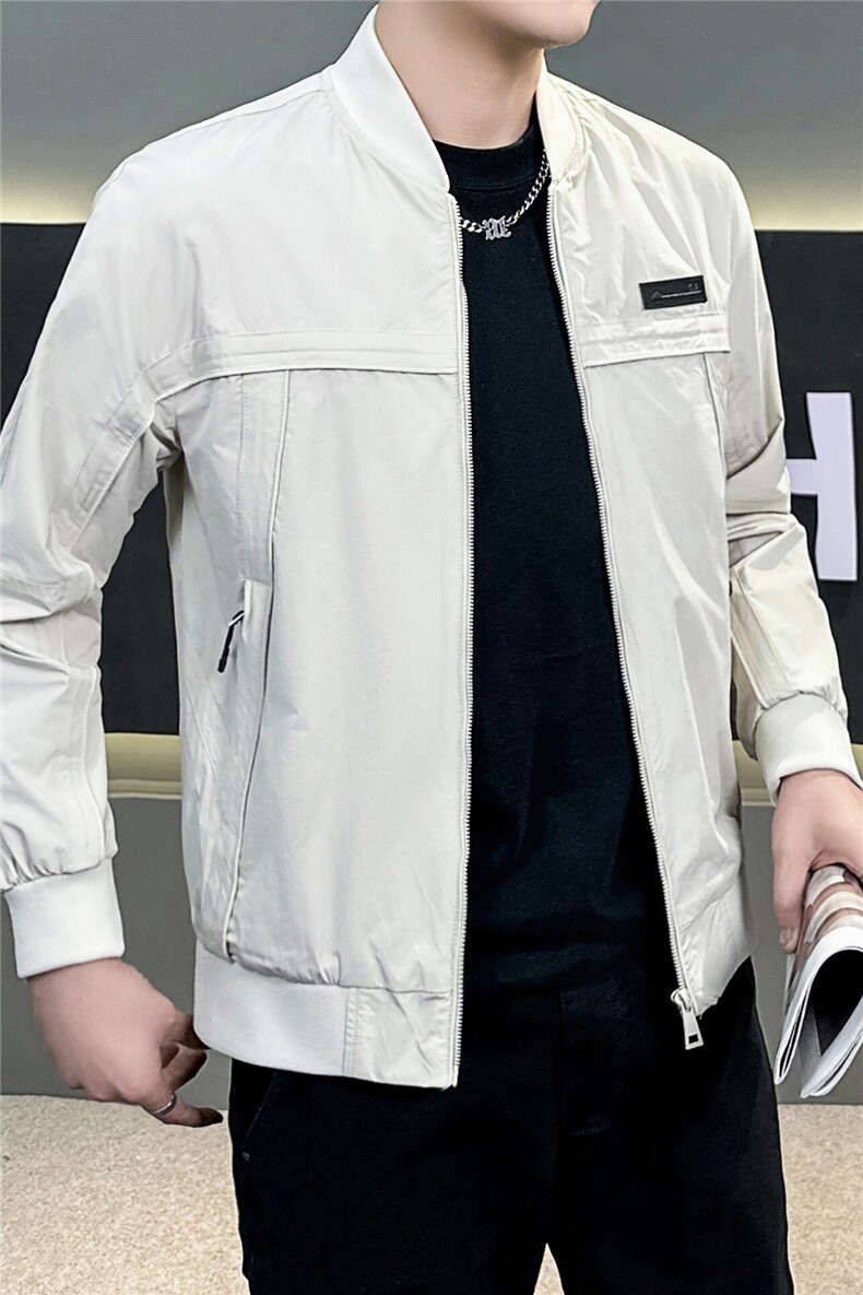 春季款棒球服夹克上衣男外套小立领黑色JK8513-P90,男装夹克,星座1012-1