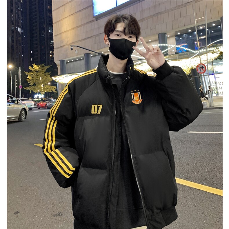 情侣冬装 港风织带棉服 刺绣logo棉衣休闲加厚外套男 G1105 P118图片