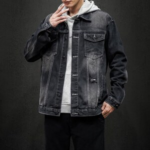 jk575-p95--限价128黑墙牛仔夹克肥仔秋款量足印花大码,男装夹克,星座103A