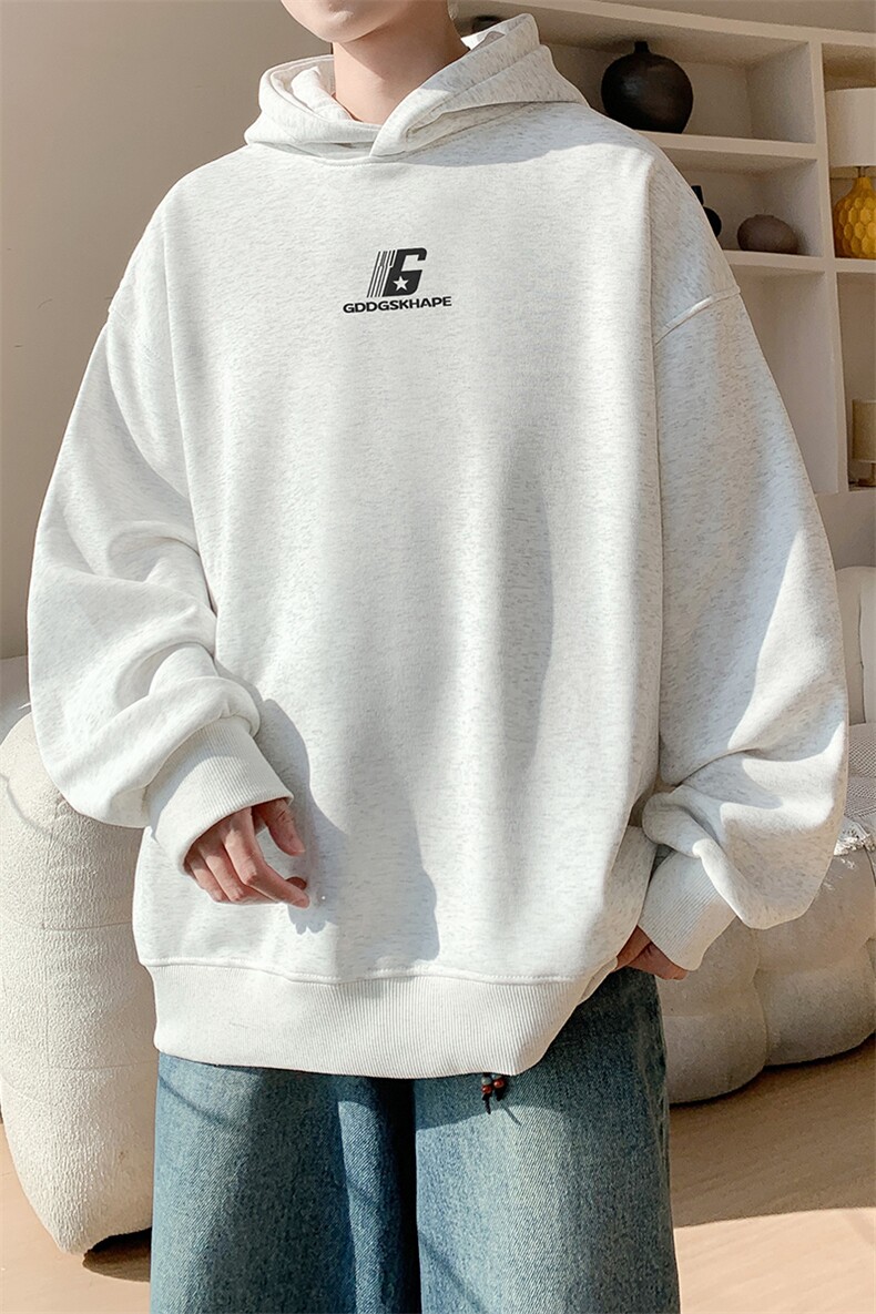 华棉内景秋冬季高街大码宽松连帽卫衣男潮大码WY00697/P45加绒P55,男装卫衣,电商B316