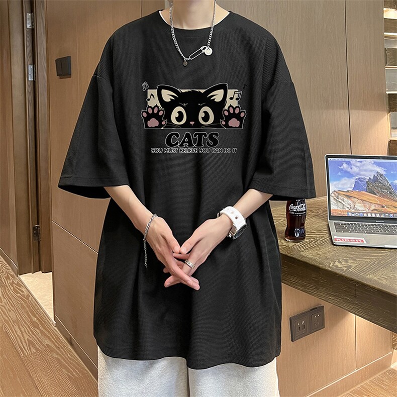 华夫格t恤男短袖男大码五分袖大皂风HT73389-P22,男装T恤,电商A040