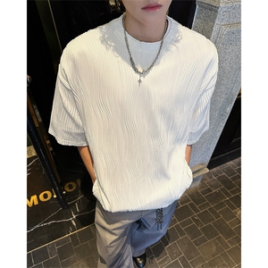 8XL-M 特大码夏季短袖冰丝皱感透气T恤男潮垂感宽松半袖DX305P45图片