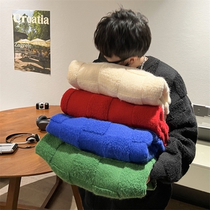 8XL-M特大码美式街头设计感毛巾绣格子毛衣男女情侣MY1204P50控68图片