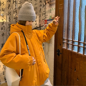 超好看落叶黄连帽冲锋衣羽绒服女冬2024新款工装白鸭绒派克服外套图片