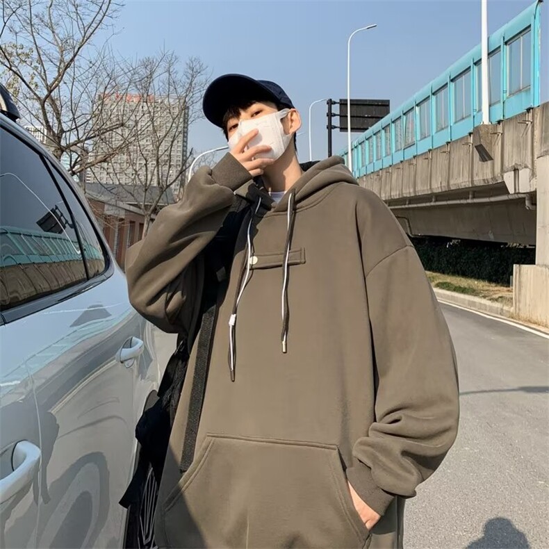 美式复古情侣卫衣男连帽百搭宽松上衣春秋季潮牌W017-P40图片