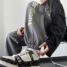 春季新款男生港风新款发泡字母印花宽松卫裤B315-K23464-p50控68，男装休闲裤，电商B315