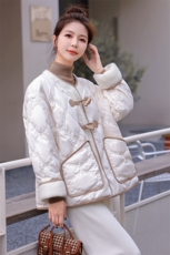 2024年冬季90%白鸭绒拼接加厚时尚潮流羽绒服，女装羽绒服，韩蜜菓