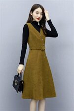 冬装新款时尚毛呢背心裙两件套（配腰带）舒适修身气质优雅，女装套装/套裙，岚衣(原川流布茜）