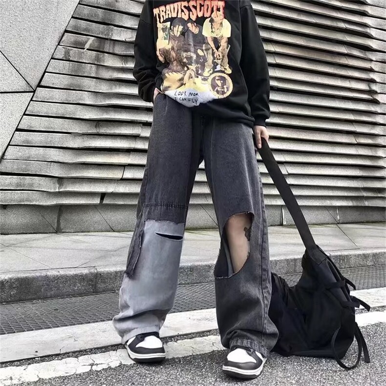 牛仔裤男秋季潮大码休闲裤子高街慵懒男N8115P43,男装牛仔裤,星座1116-2