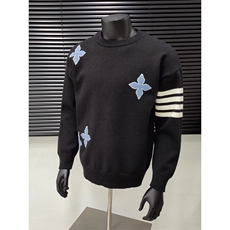 轻奢高端撞色条纹针织衫春秋季新款潮牌圆领套头毛衣外套MY529，男装针织衫/毛衣，星座516A