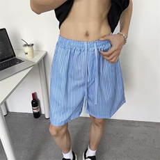 美式小众蓝色条纹沙滩短裤男女夏宽松户外速干四五分裤K6296-P24，男装牛仔裤，星座412-2