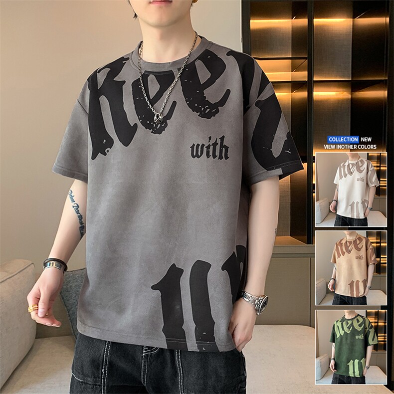 新款短袖男店主风夏季t恤休闲百搭印花圆领T恤男上衣TC3137-P35图片