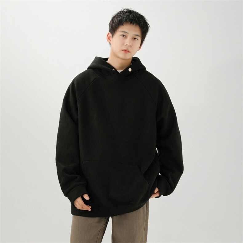 JC7456P58主推重磅麂皮绒连帽卫衣男款春季日系复古男生cleanfit图片