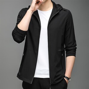 夏季2023新款高端锦氨面料防晒服精品夹克连帽中年时尚潮流男装图片