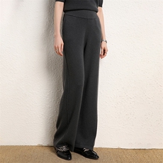 简约阔腿裤2024春秋装新款韩版宽松显瘦时尚纯色羊绒裤，女装休闲裤，绒源之鑫