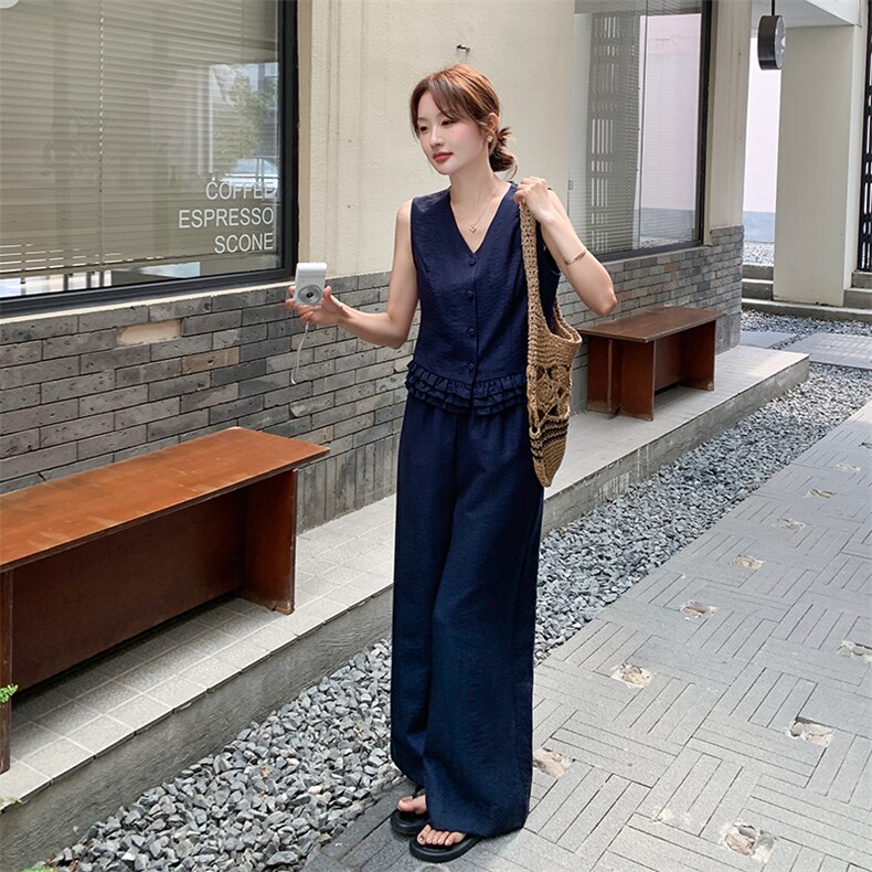 2025夏季新品！木耳边显瘦气质超好看两件套,女装套装/套裙,1C151