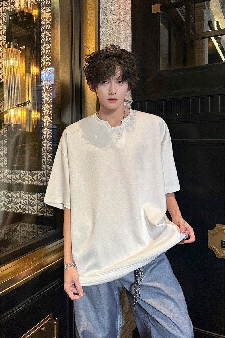 8XL-M特大码短袖男假两件五分袖高品质空气层宽松上衣DX321P35,男装T恤,电商D206-1