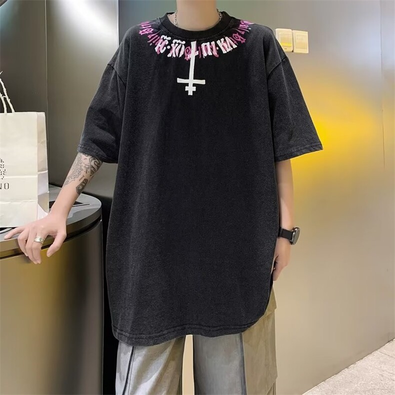 文艺男T恤ins潮流圆领五分袖潮标准原宿短袖T恤HT104P35,男装T恤,星座1116-2