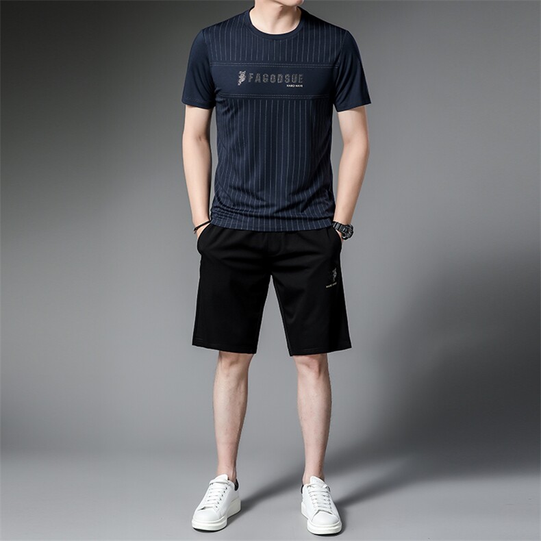 2023夏季新款polo男士冰丝休闲套装宽松百搭中年短袖短裤两件套,男装休闲套装,电商B212（原钱塘6029）