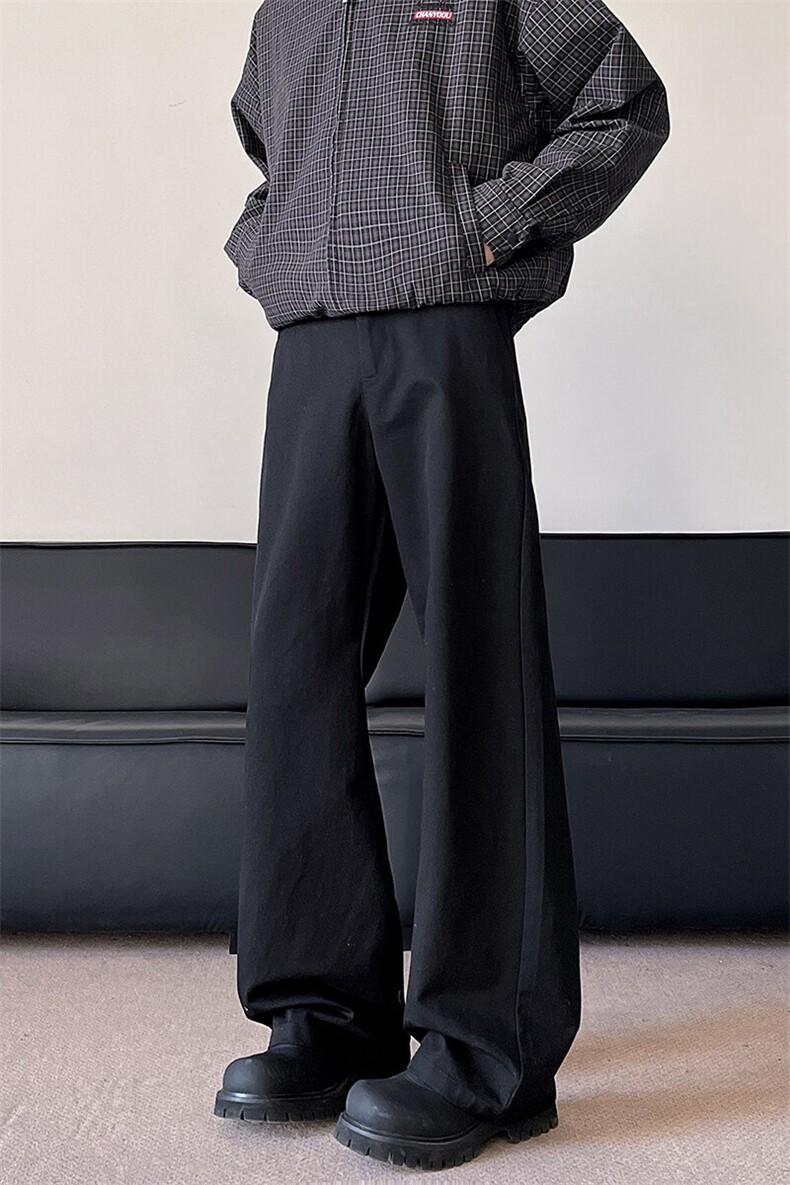 春季纯棉水洗休闲裤美式微喇长裤白色裤子A507特P45控78,男装休闲裤,电商A309