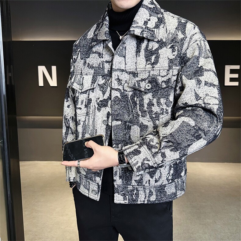 新标90绒有报告男士宽松翻领羽绒服夹克外套6820-P325，男装夹克，电商B328