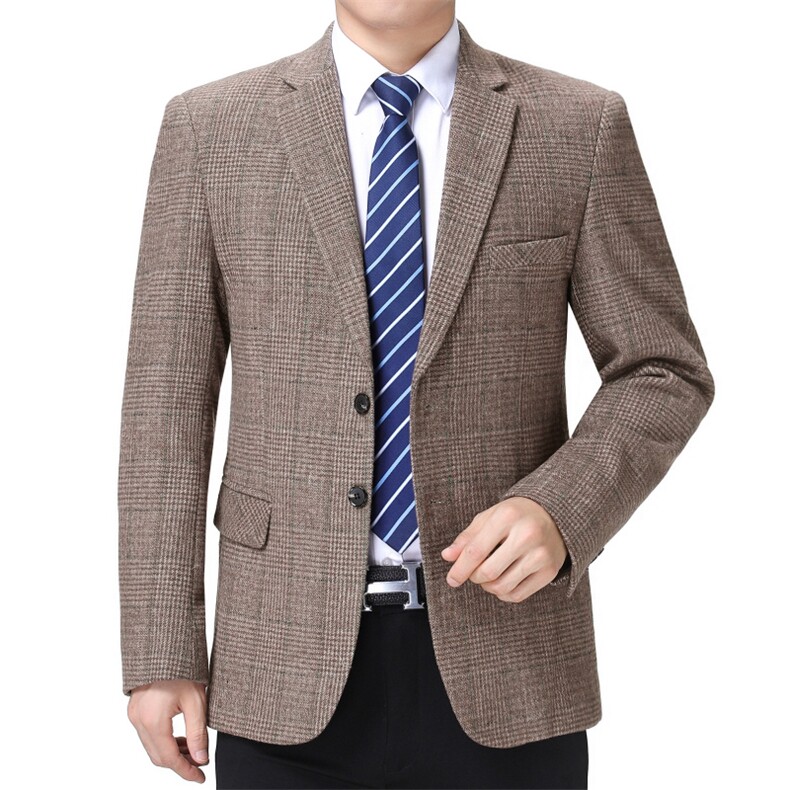 单排扣长袖时尚翻领口袋中老年西服春季2023年上衣AJY208,男装西服,钱塘6003（原4033）