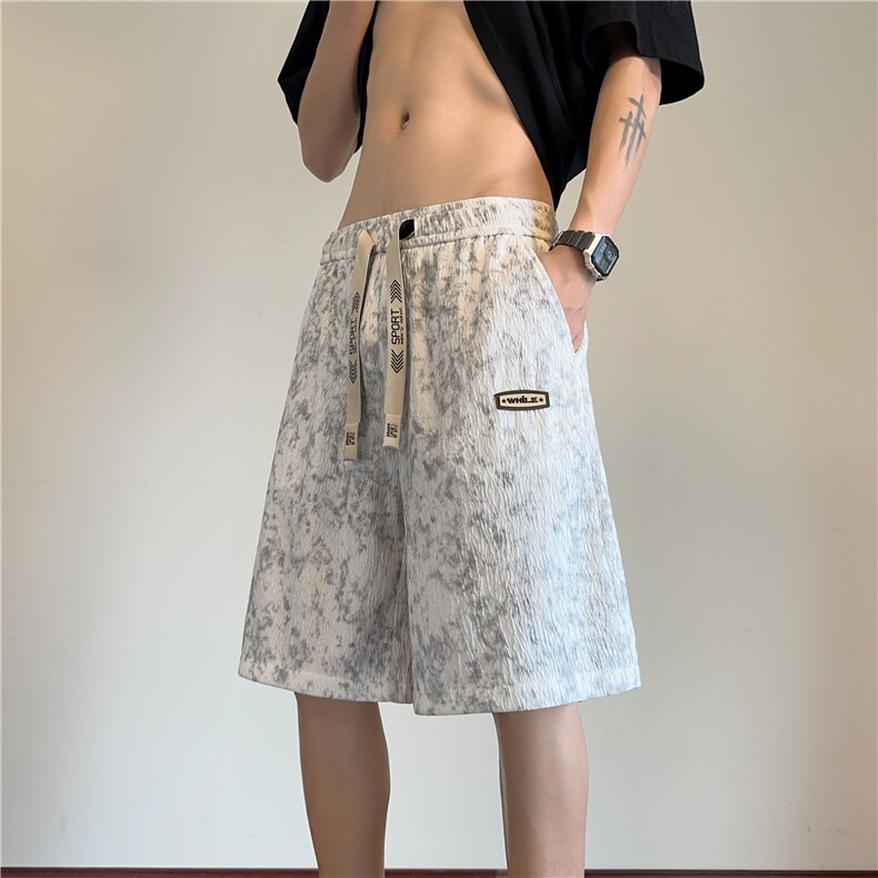 2025夏季新款男士冰丝短裤潮牌宽松脏脏五分裤D2521*P28控58,男装牛仔裤,星座227-1