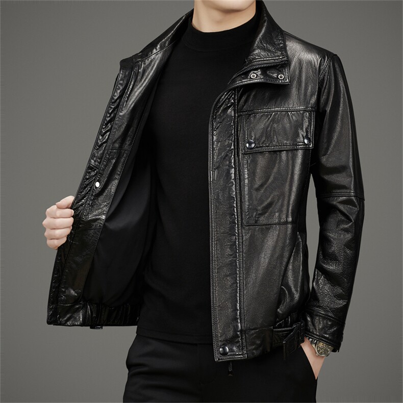 DLSN8809秋冬新款男士真皮皮衣牛皮外套油蜡皮夹克P900,男装夹克,电商B360A（原721A）