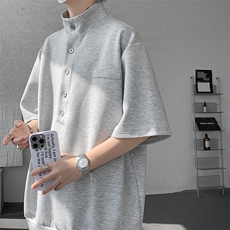 6006-P38控582025夏季重磅美式立领POLO衫短袖，男装T恤，电商A212