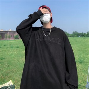2023春秋季韩版宽松字母卫衣圆领套头休闲情侣上衣 W5414-P36图片