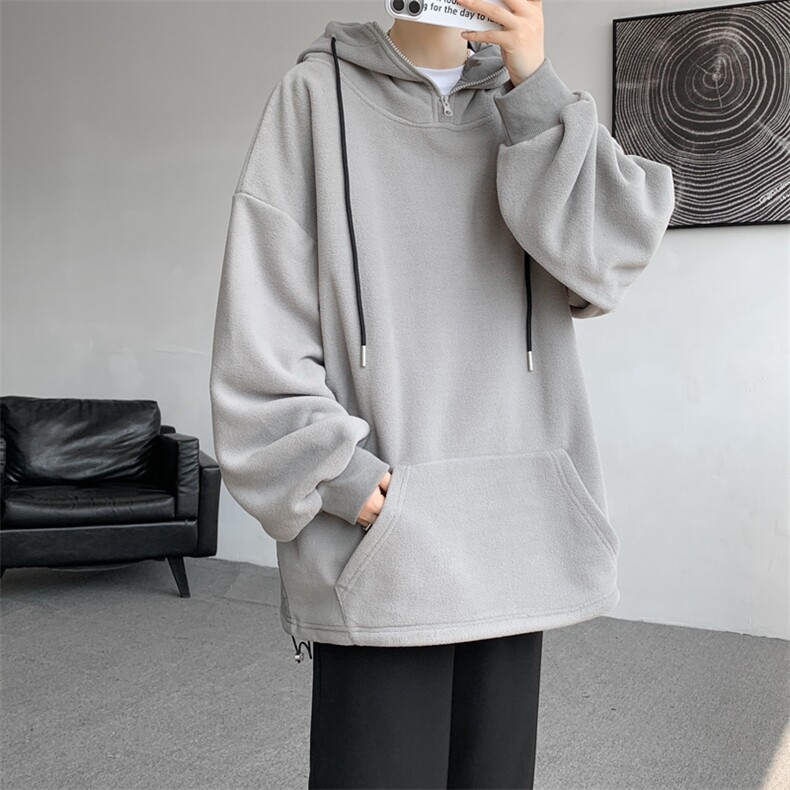 8XL-M大码摇粒绒卫衣套头连帽半拉链宽松美式复古外套WY9103/P68,女装短外套,电商B238