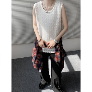 BX1130-特批30 控58 小众高品质镂空衬衫内搭大码短袖背心T恤图片