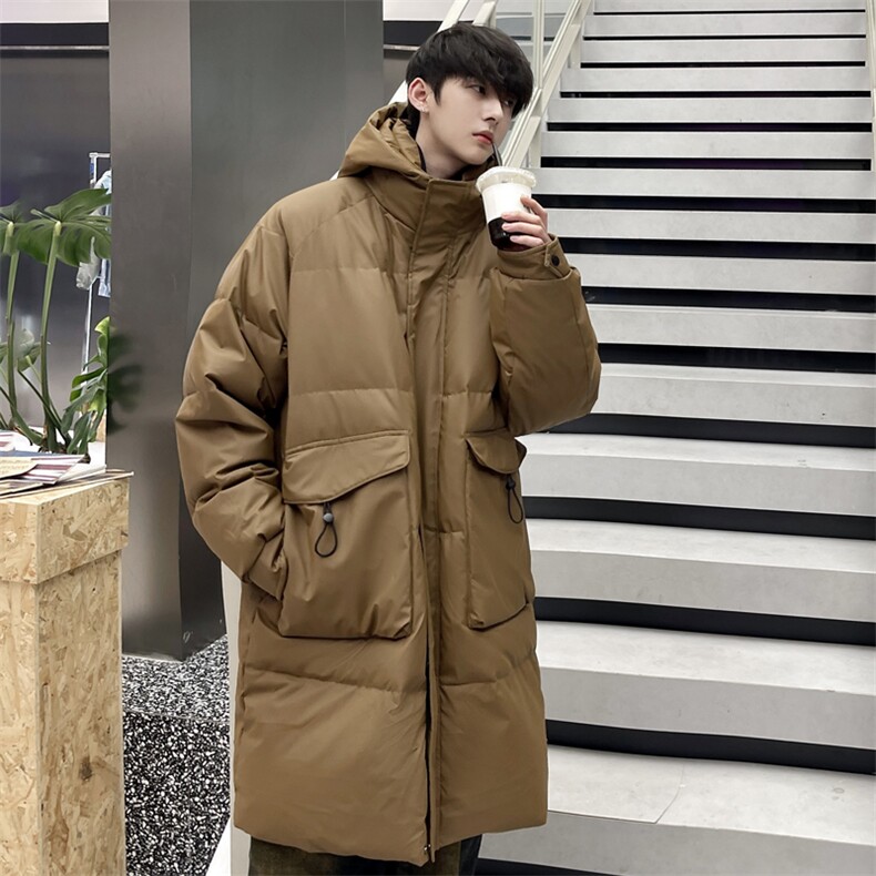 羽绒服男冬季新款港风宽松长款连帽白鸭绒外套YR928-P180(控价208,男装羽绒服,星座214-3