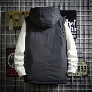 网格拉链装饰连帽棉马甲男冬季百搭防风马甲外套A090-MJ20p75限98图片